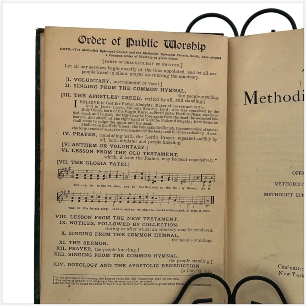 Methodist Hymnal Joint Church Edition Organist Inscribed Antique 1905 Intact